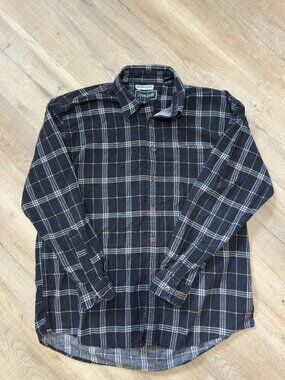 Vintage 90s OP Ocean Pacific Plaid Flannel Shirt Mens Large Black White